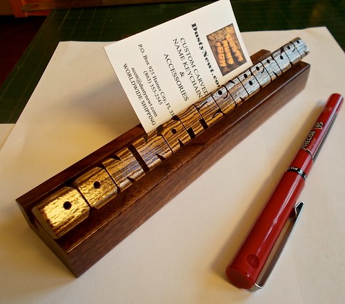 Bocote and Walnut Desk Name / Business Card Holder