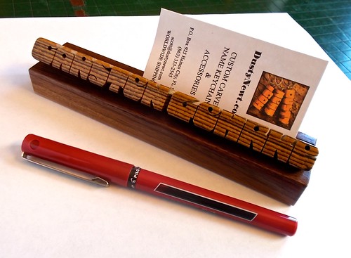 Bocote and Walnut Desk Name / Business Card Holder