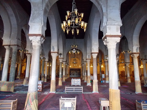 The Columns of Uqba Mosque also known as the Great Mosque of Kairouan, Tunisia - December 2013