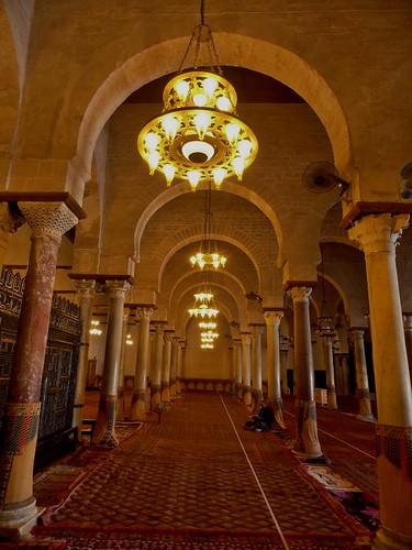 The Columns of Uqba Mosque also known as the Great Mosque of Kairouan, Tunisia - December 2013