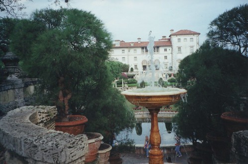 Vizcaya Museum and Gardens ~ Miami  Florida   - Water Fountain - Vintage Photo