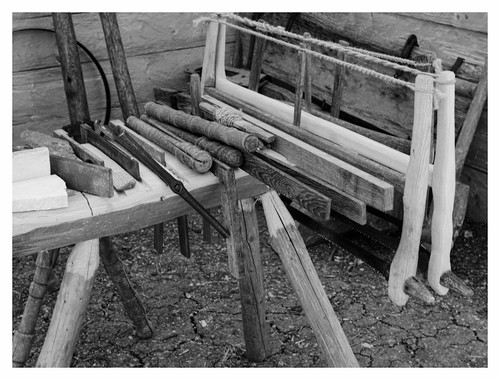 Campus Galli: bench with tools for