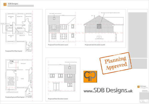 CAD drawing of plans for new first floor extension by SDB Designs designed by Sean Broadbent