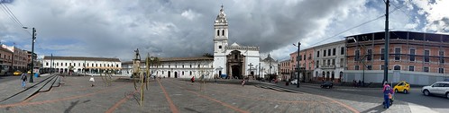 The Plaza and Church of Santo Domingo, Quito´s Historic Center at an elevation of 2,850 metres (9,350 ft) above sea level, Ecuador.