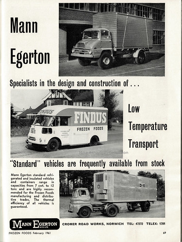 Mann Egerton low temperature transport vehicles - advert issued 1961 in