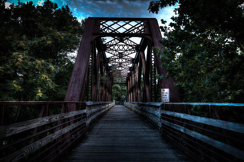 Walking Bridge, former rail line on Old Collins Company property, Collinsville CT (color)