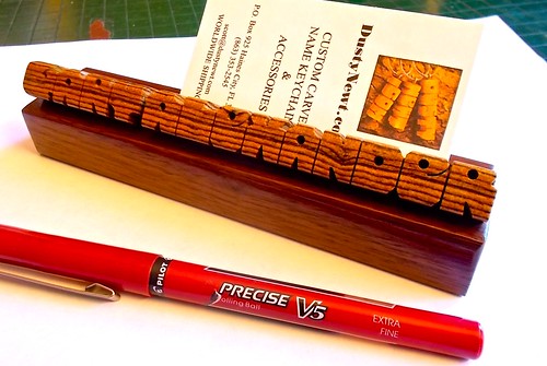 Bocote and Walnut Desk NAme / Business card Holder