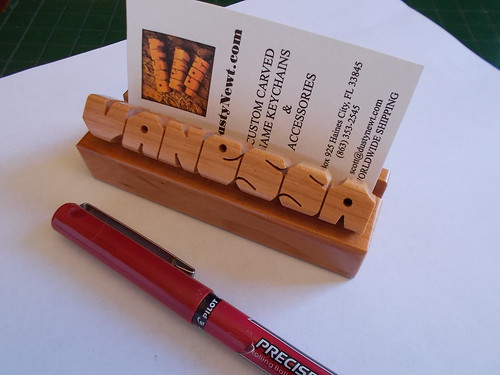 Cherry Wood Desk Name / Business Card Holder