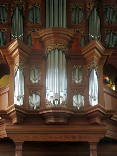 Close-Up of Baroque Organ in Chapel