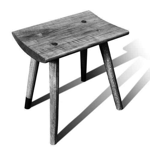 Curved wooden stool