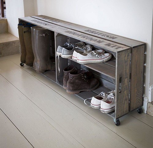 wooden shoe rack