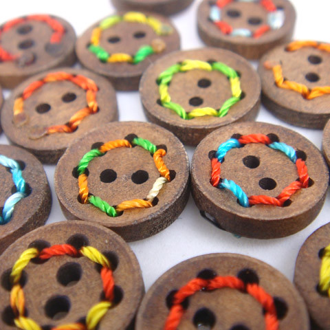 2-Holes Assorted Color Wooden Buttons 12 x 12 mm - A00036