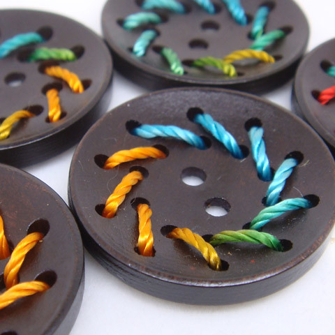 2-Holes Assorted Color Wooden Buttons 30 x 30 mm - A00037