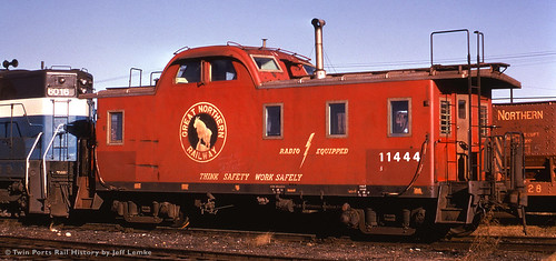 BN 11444 Caboose at Allouez, Wisconsin in 1973