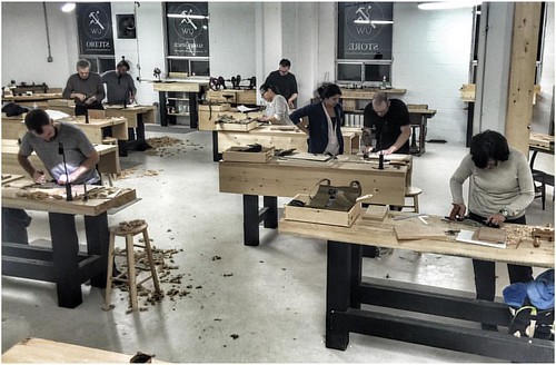 Wednesday night at the Unplugged Woodshop. Box making for beginners, week two of eight!! #theunpluggedwoodshop #woodworkingschool #Toronto #Leslieville #handtools #woodworkingskills #woodworking #lotsofshavings