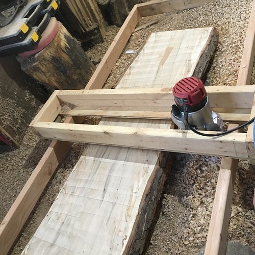 Initial Planing Done on Maple Bench Top. #wabisabiculture #wabisabi #maple #router #routerplane #lovewhatido #bench #rustic #woodworking #wood #woodwork