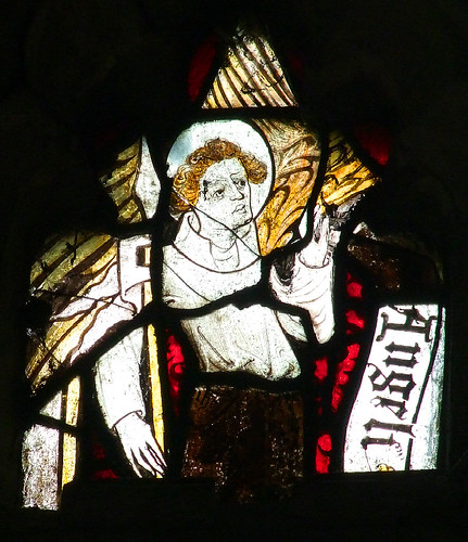 angel with a lance and banner