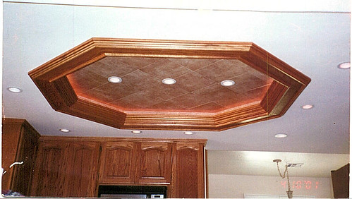 Recessed Indirect Lighting with Ceramic Tile and Custom Oak Trim