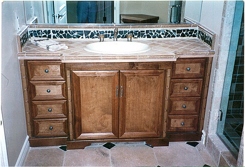 “Old World” style Bathroom Cabinet in Rustic Alder