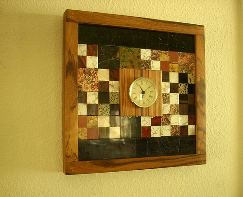 Zebrawood and Gemstone Tile Clock