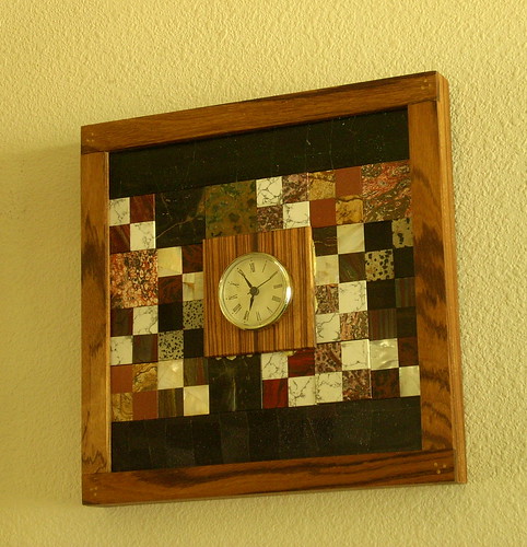 Zebrawood and Gemstone Tile Clock