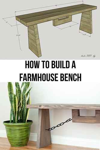 Diy Home : Love this DIY industrial farmhouse bench Full tutorial and plans! Perfect rustic...