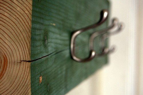 Reclaimed lumber coat rack