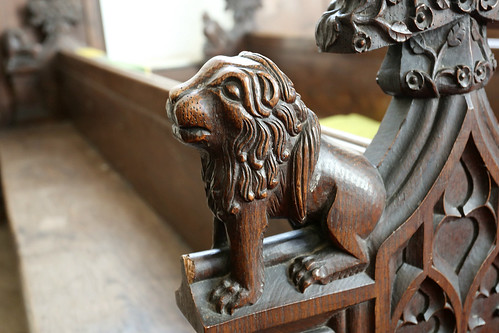 Carved wooden pew ends, St George, Stowlangtoft, Suffolk