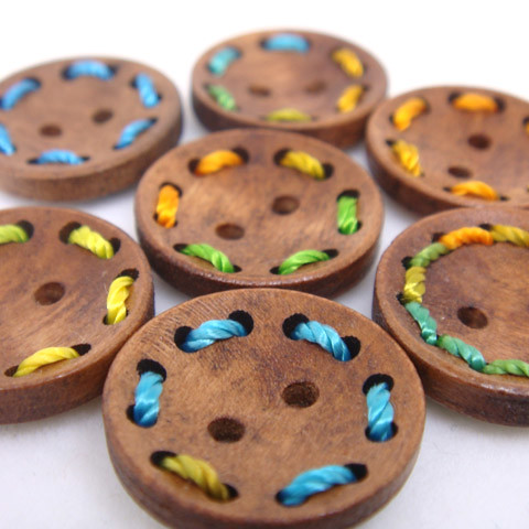 2-Holes Assorted Color Wooden Buttons 18 x 18 mm - A00046