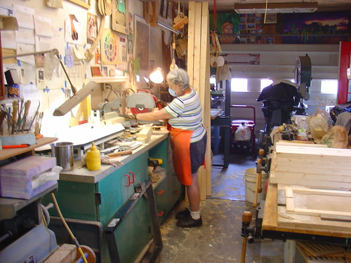 sawing out pieces for the shelf sides