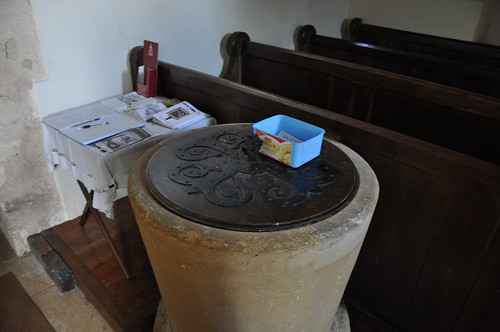 Coln Rogers St Andrew-008 Norman tub font on scalloped base, scraped and reduced C19