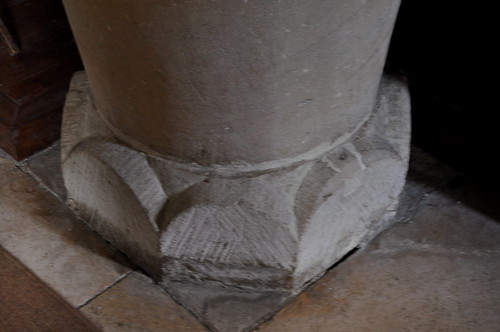 Coln Rogers St Andrew-010 Norman tub font on scalloped base, scraped and reduced C19