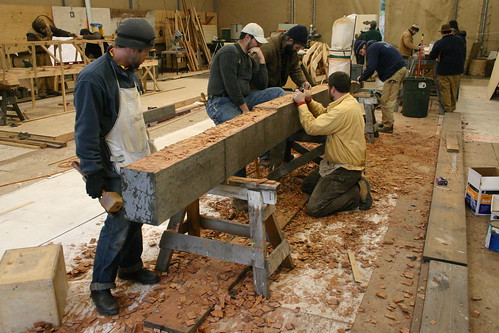 Port Hadlock WA - Boat School - Traditional Large Craft - Shaping the Crosby catboat keel timber