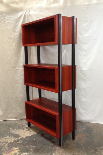 Padauk bookshelf with aluminum inlay