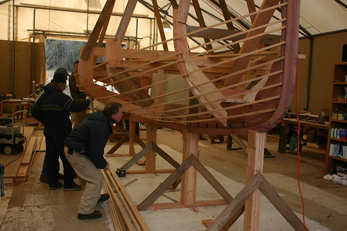 Port Hadlock WA - Boat School - Traditional Large Craft - Crosby Catboat - lining out planking