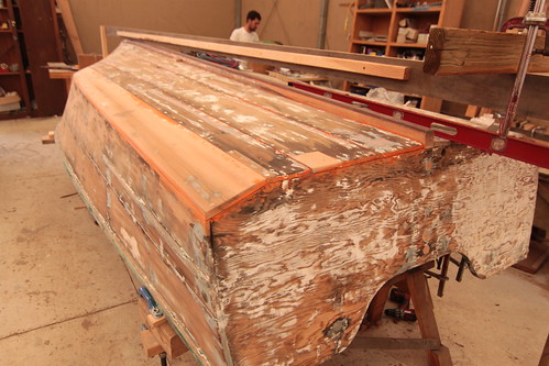 Port Hadlock WA - Northwest School of Wooden Boatbuilding - Repair and Restoration - 1950 Reinell Skiff - lines recording in progress