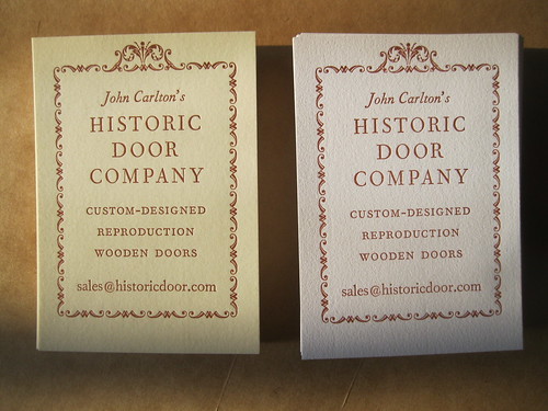 Oversized business cards for a fine woodworker