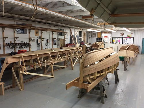 IMG_3146 - Port Hadlock WA - Northwest School of Wooden Boatbuilding - Traditional Small Craft - general view of the Westrem Shop - Rogue River Driver (left foreground), 12-foot Davis double-ender (right foreground), 9-foot Grandy Skiff (left background),