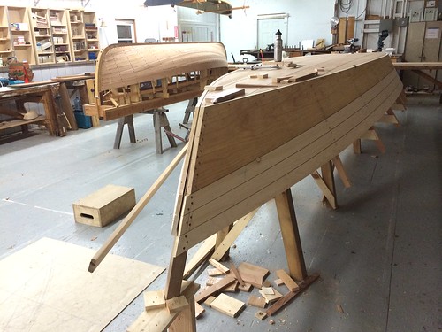 IMG_4035 - Port Hadlock WA - Northwest School of Wooden Boatbuilding - Traditional Small Craft - Rogue River Runner (foreground), 12-foot double-ended Davis Boat (background)