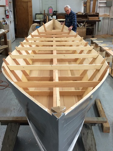 IMG_4917 - Port Hadlock WA - Northwest School of Wooden Boatbuilding - Traditional Small Craft -  Rogue River Driver - right side up - centerline brace not yet removed