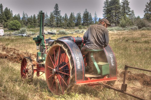 Willie and son running plow with antique Case tractor HDR