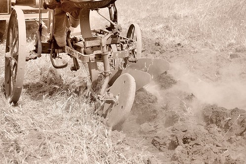 Willie running an antique plow behind an antique Case tractor HDR