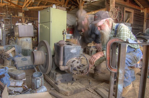 Willie and son run a stationary engine HDR