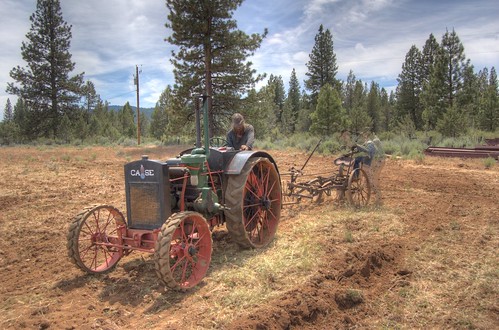 Willie and son running plow with antique Case tractor HDR