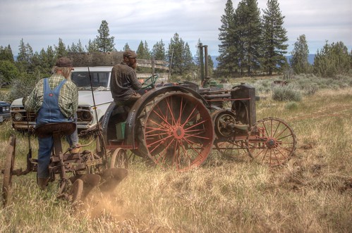 Willie and son running plow with antique Case tractor HDR