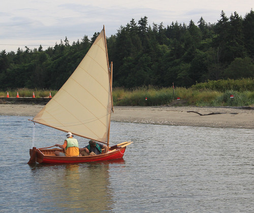 IMG_3141WB - Port Hadlock WA - Northwest School of Wooden Boatbuilding - Traditional Small Craft - Grandy-12 launch - John Bodger (aft), student J Moman (fwd)