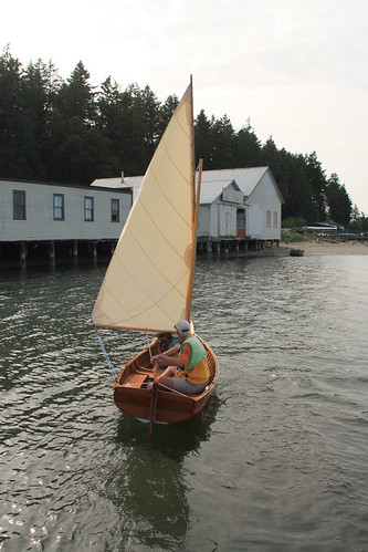 IMG_3122 - Port Hadlock WA - Northwest School of Wooden Boatbuilding - Traditional Small Craft - Grandy-12 launch - student J Moman (bow), John Bodger (owner)