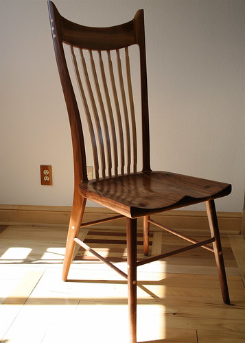 Desk Chair of Walnut and Curly Maple