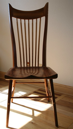 Desk Chair of Walnut and Curly Maple