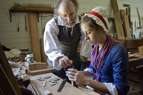 Colonial Williamsburg Virginia Va. Cabinet Shop Cabinetmaker fine furniture  17th century master craftsman cabinets tools lath wood working